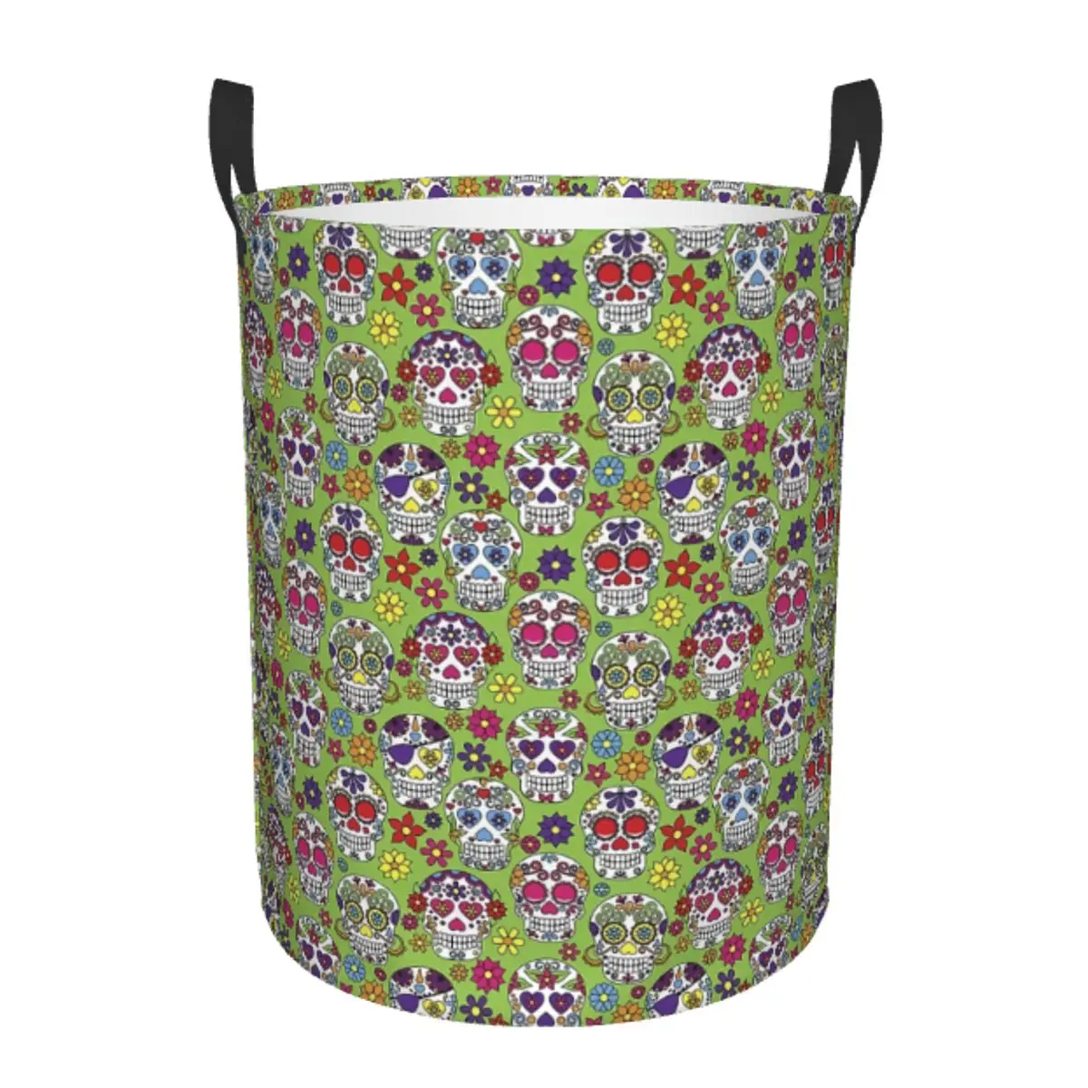

Custom Skull Print Laundry Basket Collapsible Horror Skeleton Death Clothes Hamper for Baby Kids Toys Storage Bin