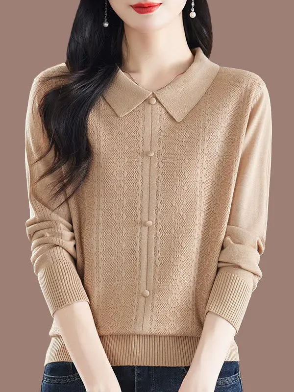 เสื้อไหมพรมคอวีทรงยาวบางเบาสำหรับผู้หญิง สวมใส่สบาย ระบายอากาศดี สไตล์ลำลอง ผลิตจากเส้นใยวิสโคส