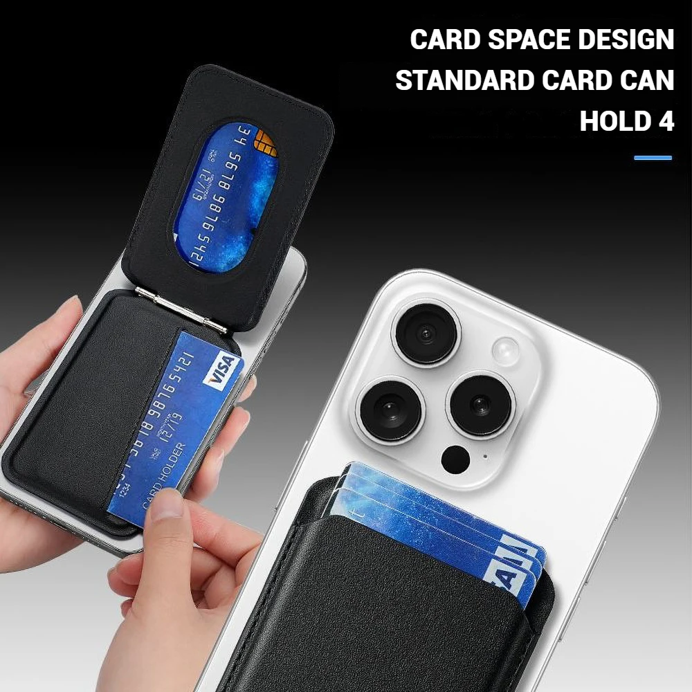 Magnetischer Kartenhalter aus Leder PU-Kartenhülle Ausweishalter Handy-Rückseiten-Aufkleber-Tasche für Magsafe iPhone 17 Kartenhalterhülle – Detail 6