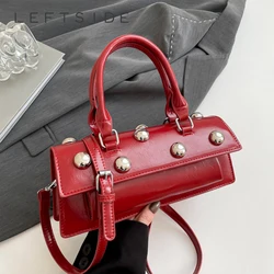 LEFTSIDE Retro Small Rivets PU Leather Shoulder Bag for Women 2025 Trend Y2K Luxury Handbags and Purses Females Crossbody Bags