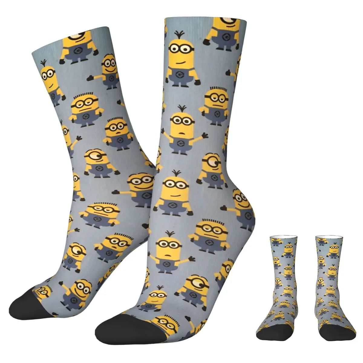 Kawaii Despicable Me Minions Socks Men's Women's Funny Cute Cartoon Socks Novelty Spring Summer Autumn Winter Middle Tube Socks