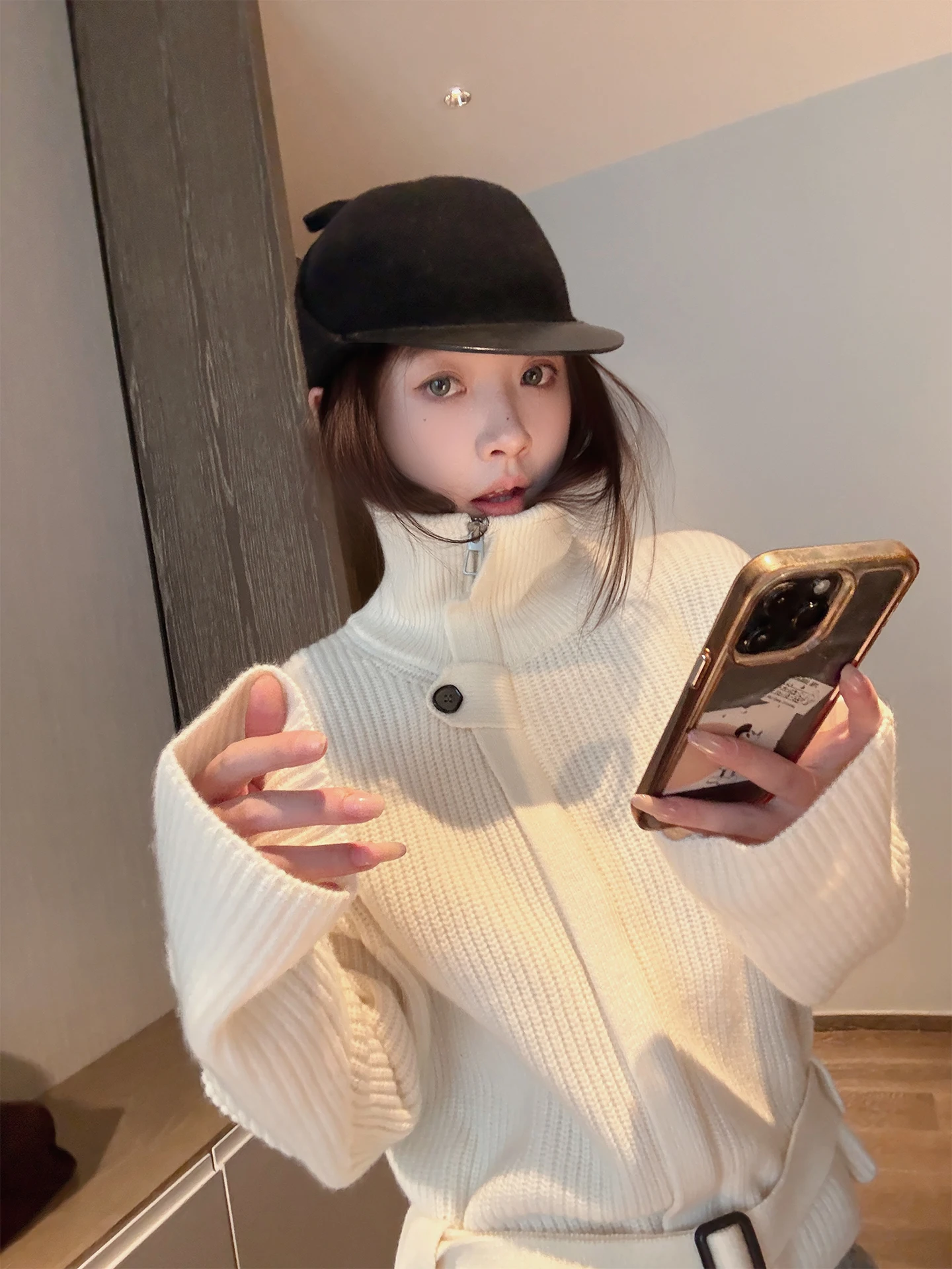 

Женский шерстяной кардиган Yaya op 00 с длинными рукавами на молнии, свободного кроя, повседневный, эксклюзивно онлайн