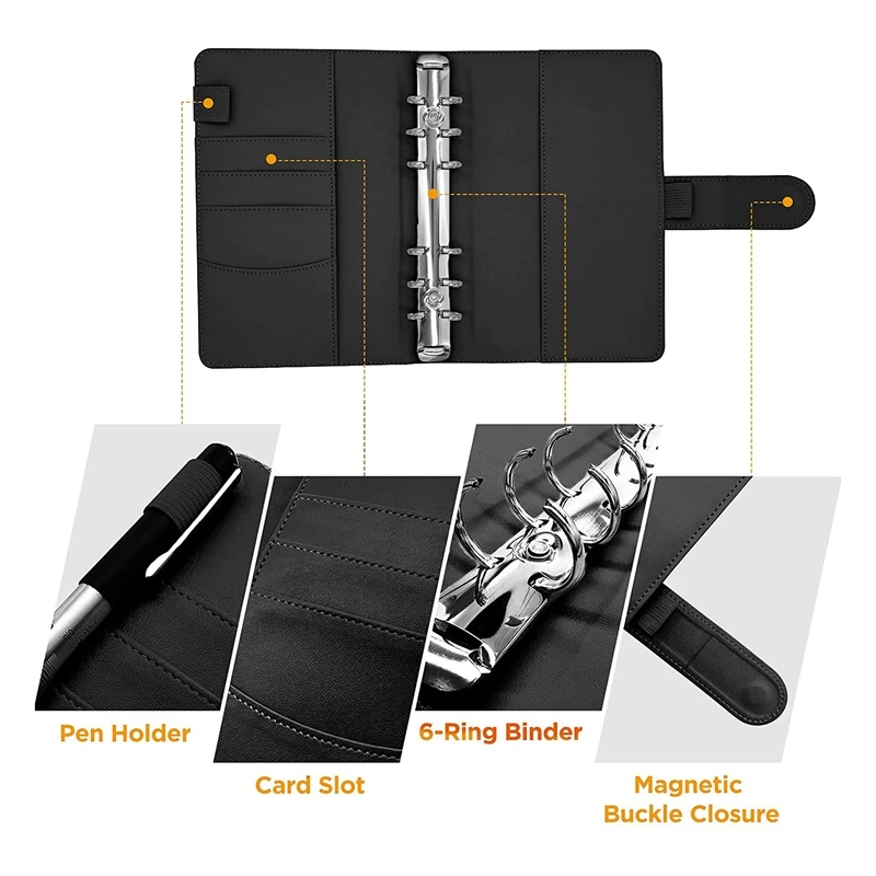 최고 거래 A6 PU 가죽 예산 바인더 세트, 바인더 커버 개인 플래너 바인더 돈 절약 현금 봉투 시스템, 25 개