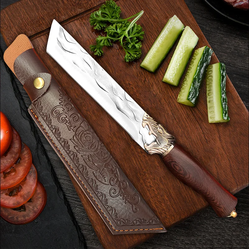 7 Inch Forged Stainless Steel Kitchen Knife Boning Knife Chef Cleaver Meat Fish Chopping Vegetable Utility Knife Slaughter Knife