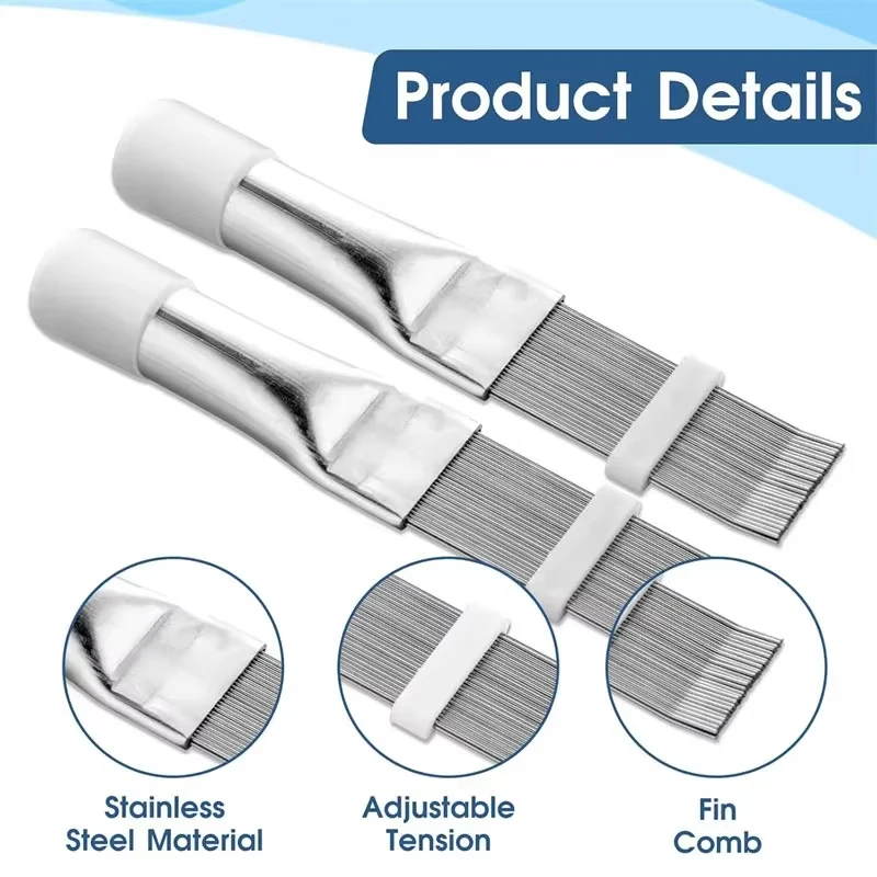 Air Conditioner Fin Cleaning Comb Stainless Steel Condenser Radiator Fin Brush Cleaner Repair Tool Coil Comb Household Cleaning