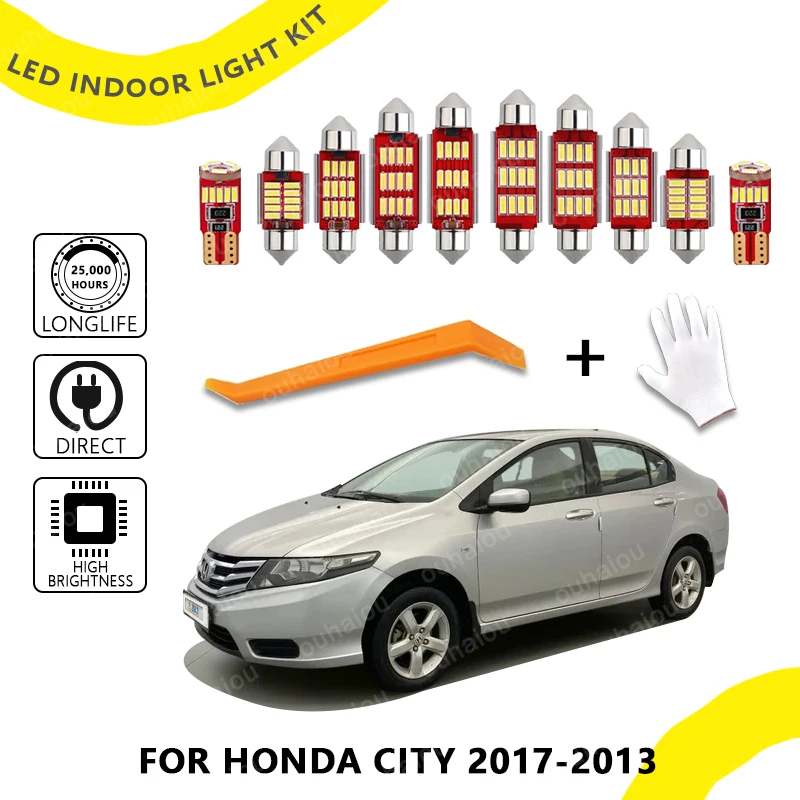 

8Pcs For Honda City 2007 2008 2009 2010 2011 2012 2013 Vehicle Bulbs Led Lamp No Error Car Accessories LED Interior Map Dome