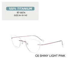 Titanium Rimless Cat Eye Prescription Eyeglasses Anti-Blue Ray Myopia Glasses Women No-Screw Frameless Optical Prescriptions