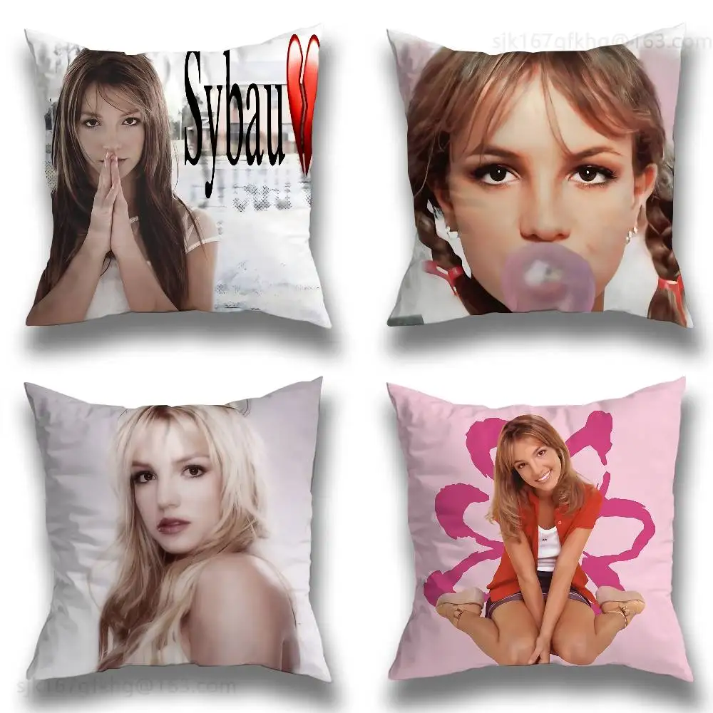 

Singer B-Britney Spears Pillow Case Anti-dustmite Pillowcase Invisible zipper silky short plush Sofa cushion cover