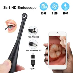 HD 1080P 3 in 1 Type-C Micro USB 2MP Endoscope Camera With 6 LED Home Care Inspection Tools and Pets for Android Phones PC
