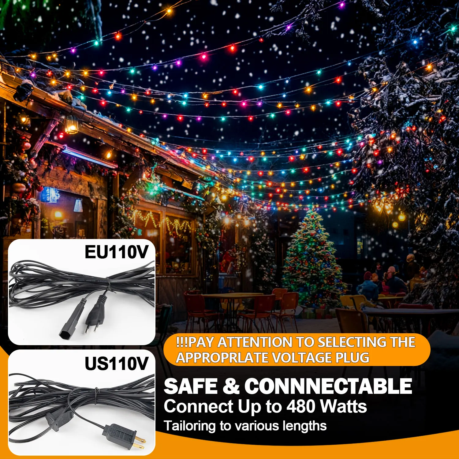 الملونة C7 سلسلة ضوء 220 فولت الاتحاد الأوروبي 110 فولت الولايات المتحدة شارع جارلاند E12 البلاستيك شاتيربروف مقاوم للماء للخارجية ديكورات للباحة الخفيفة #4