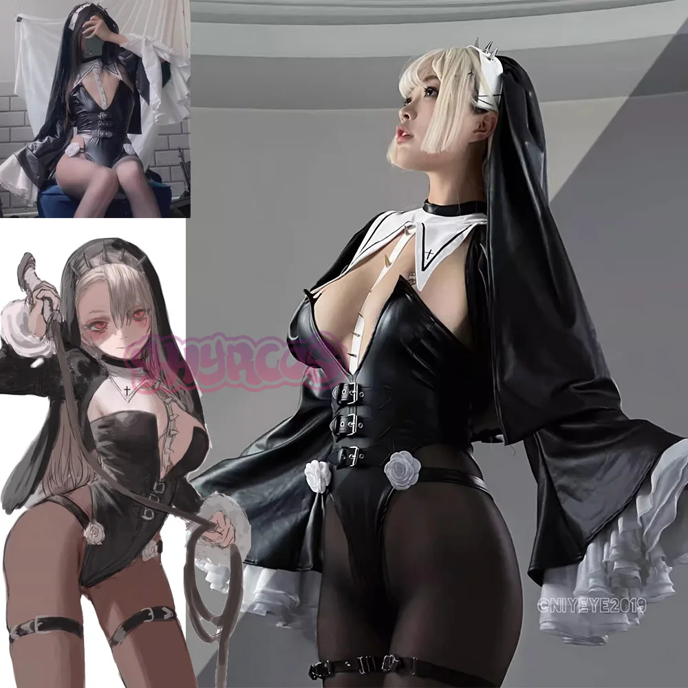 

Nurse Cosplay Costumes Nun Sister Uniform PU Hot Anime Cosplay Full Set for Sexy Girls Sexy Dark Reign Cenobite Cosplay Costume