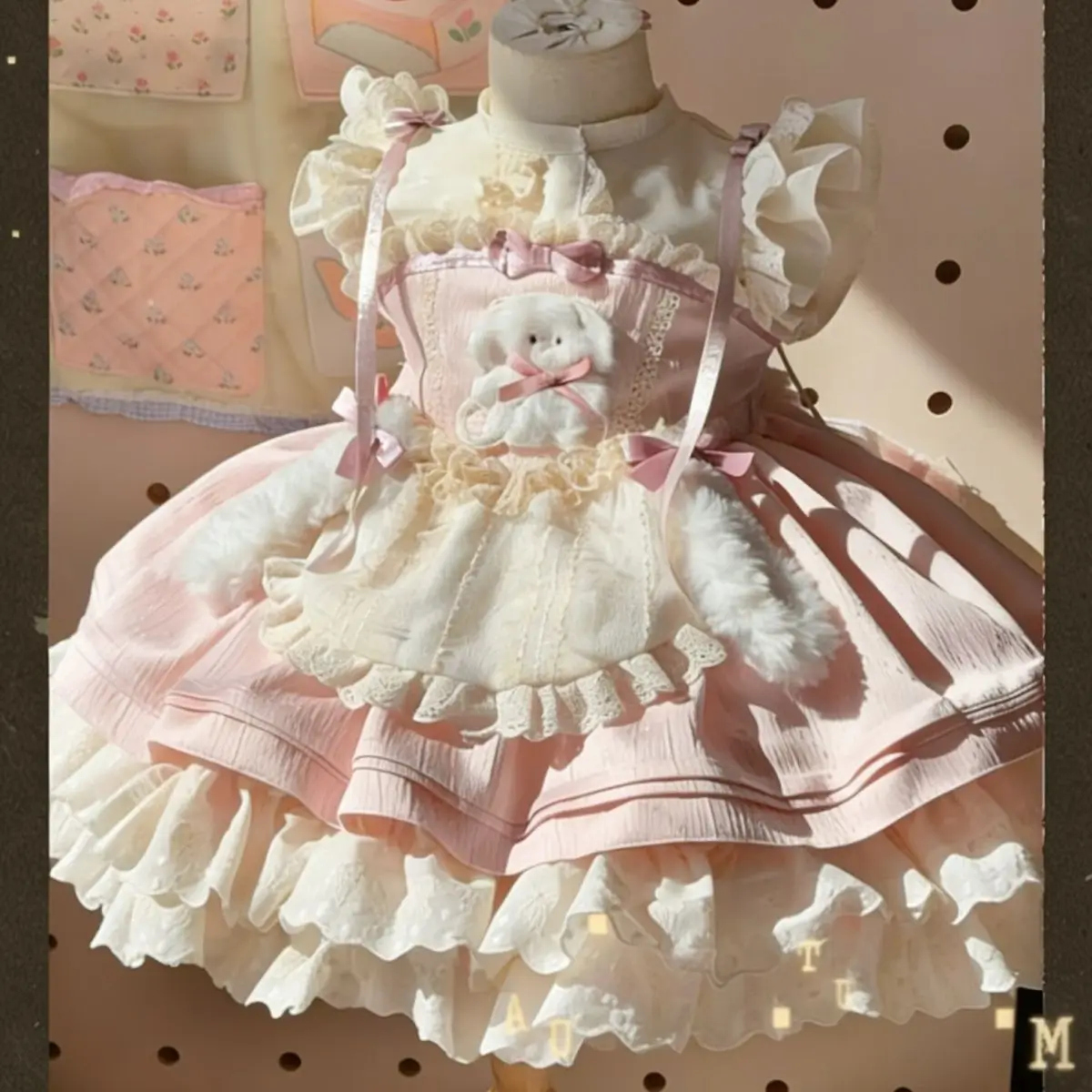 Baby Girl Summer Pink Sweet Cute Sweet Lolita Lace Princess Gauze Ball Gown Bow Lace Dress Birthday Party Eid Childen Clothing