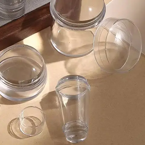 Kit de carimbo de arte de unha transparente de silicone francês para placa de manicure selo polonês estêncil modelo selo stamper raspador