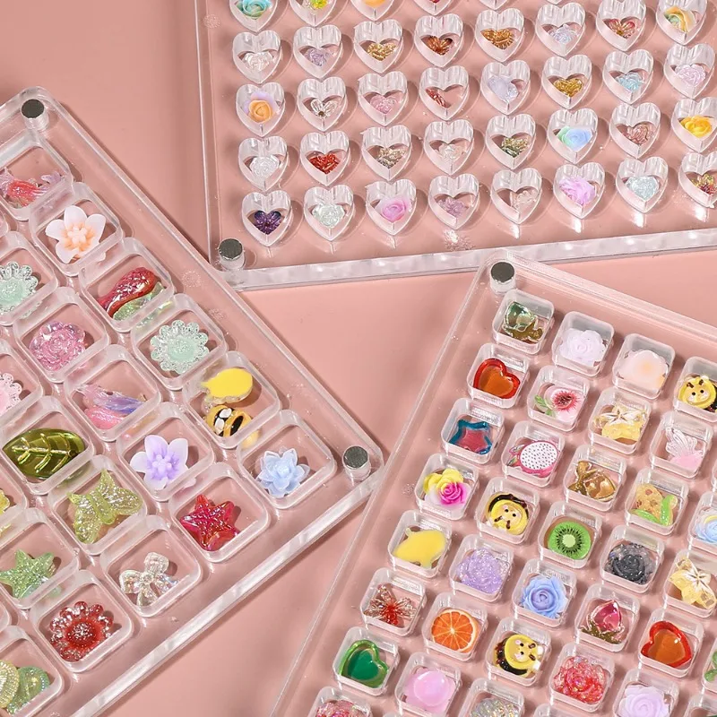 

Acrylic Nail Art Crystal Diamond Stone Jewelry Storage Box Transparent Empty Nail Rhinestone Display Organizer For Nail Salon