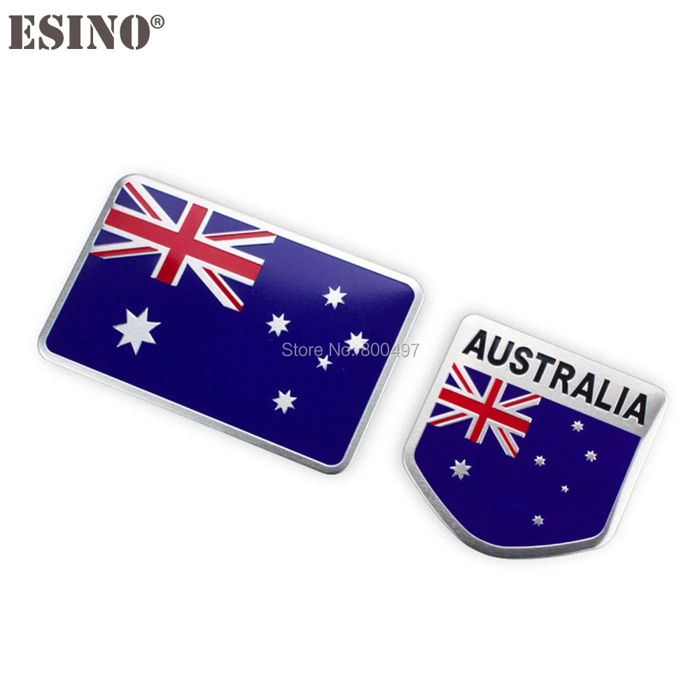 Car Styling New Design Australia National Flag Set 3D Metal Chrome Aluminium Alloy 3D Emblem Badge Sticker Decal Auto Accessory