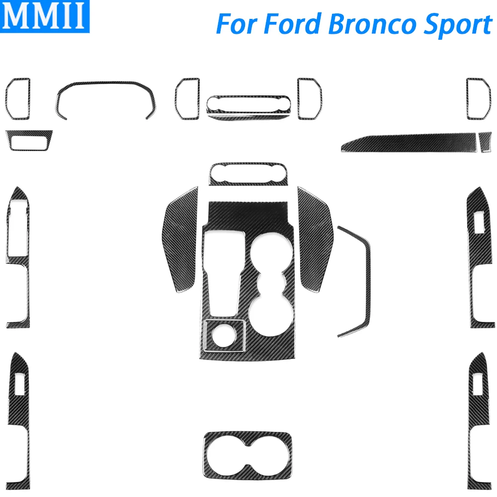 For Ford Bronco Sport 2021-2023 Carbon Fiber Gear Shift Air Outlet Radio Window Lift Panel Set Car Interior Accessories Sticker