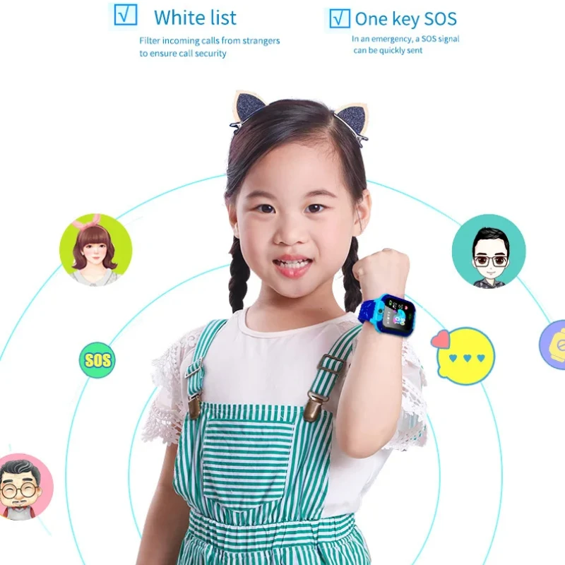 นาฬิกาอัจฉริยะสําหรับเด็กพร้อมกล้องและฉุกเฉิน SOS – นาฬิกา GPS หน้าจอสัมผัสกันน้ําสําหรับเด็กอายุ 4-12 ปี