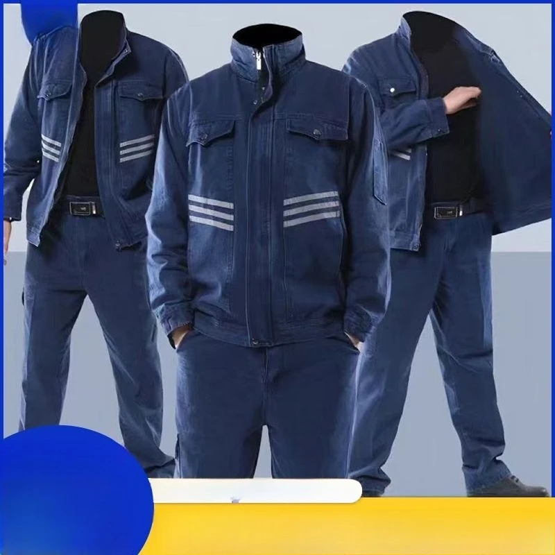 Denim Electric Welding Overalls Zipper Thickened Coal Mine Strip Wear-resistant and Dirt-resistant Construction Site Welders