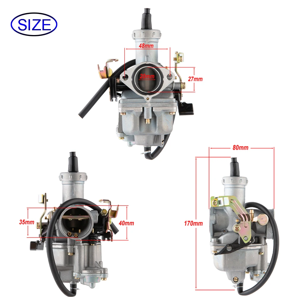 ALL ALUMINUM PZ27 27mm Motorcycle Carburetor With Accelerating Pump with Cable Choke Carb For WY125 CG150 125cc 150cc 175cc