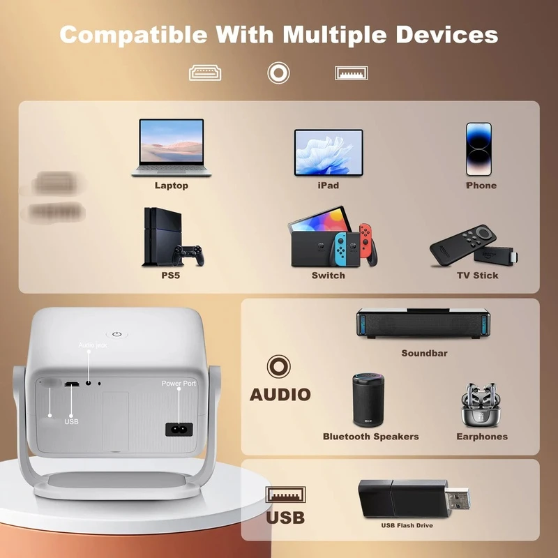 TP350 Projector 650 ANSI 4K HD 1080P Android 13 Auto Focus Wifi6 BT5.2 Portable Outdoor Video Smart Home Theater Proyector