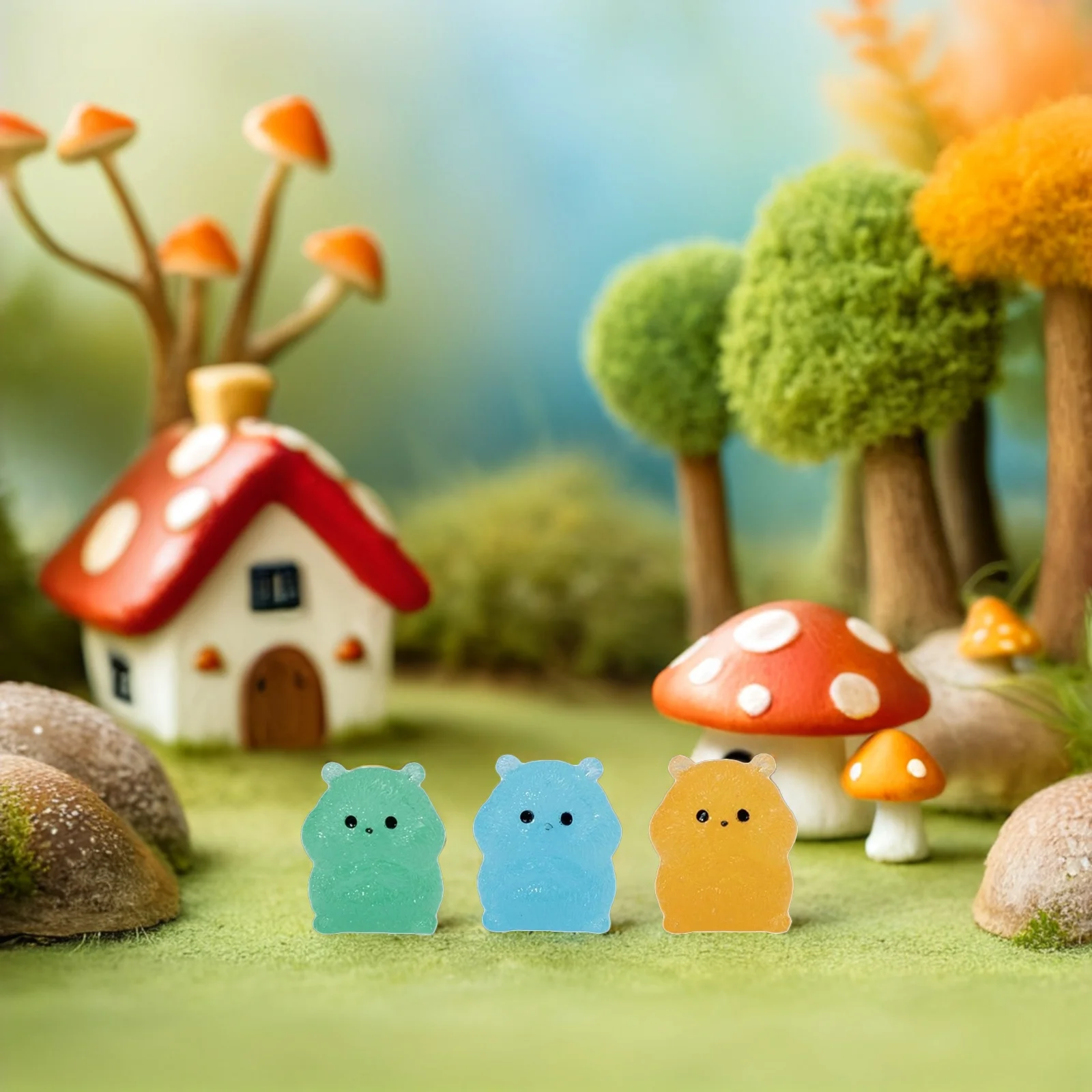 

48pcs Glow In The Dark Hamster Mini Resin Animal Decor For Diy Fairy Garden Bonsai Cake Topper Home Car Desk Decoration