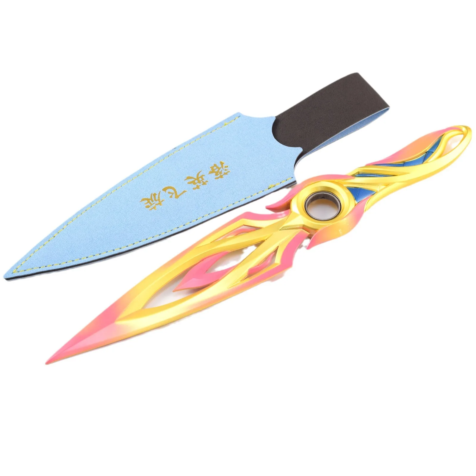 30 cm Valorant Mystbloom Kunai drehbar mit Holster Ganzmetall Messer Spielzeug Schwert Cosplay Prop Karambit Jungen Geschenke Kinderspielzeug