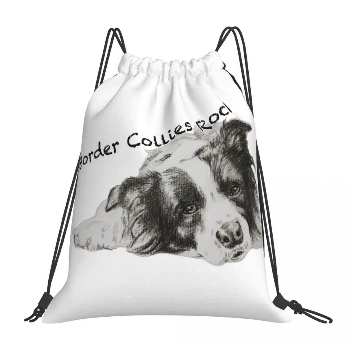 Portátil Border Collies Rock Mochilas, Drawstring Sacos, Bundle Pocket, Saco De Armazenamento, Bookbag para Estudantes de Viagem, Moda