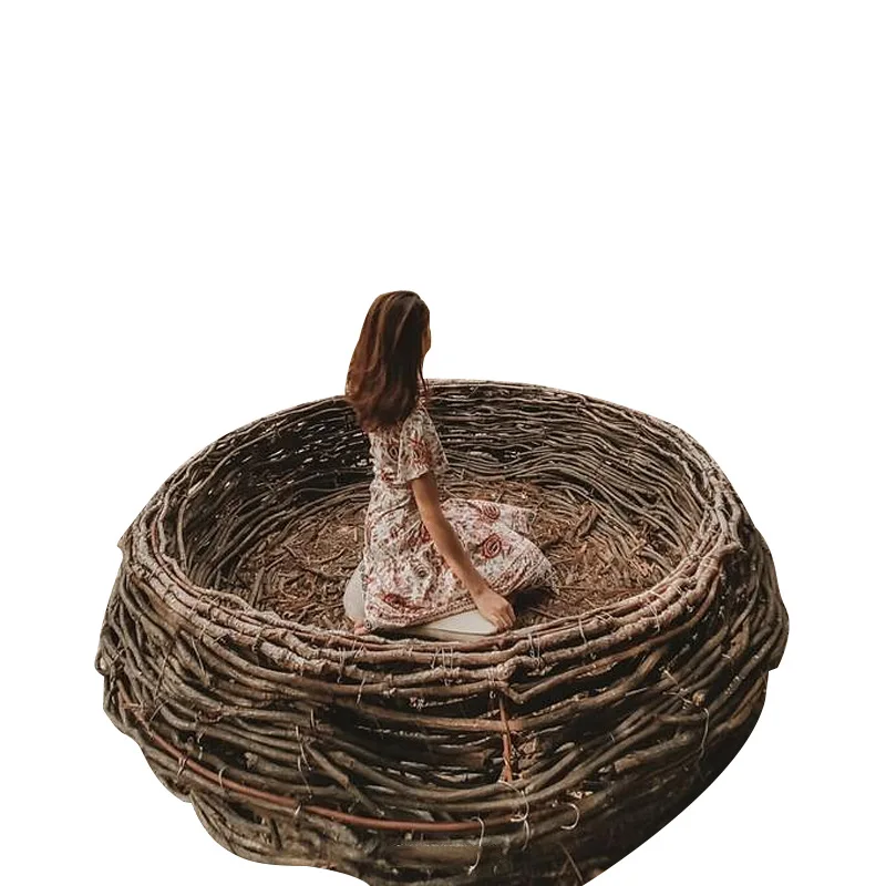 

Bird's Nest swing scenic clock in the homestay creative floor woven hanging blue chair