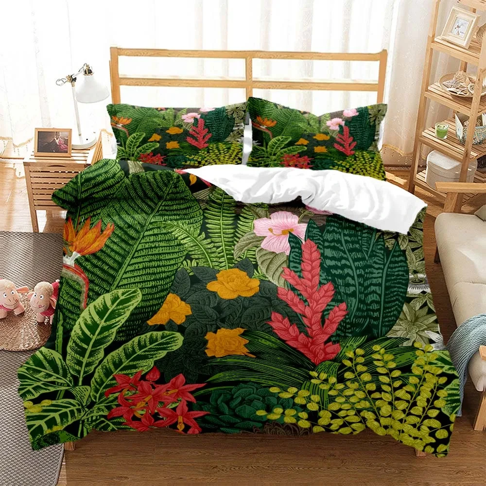 

Plant Flowers Digital Print Polyester Bedding Sets Child Kids Covers Boys Bed Linen Set for Teens Bedding Set with Pillowcases