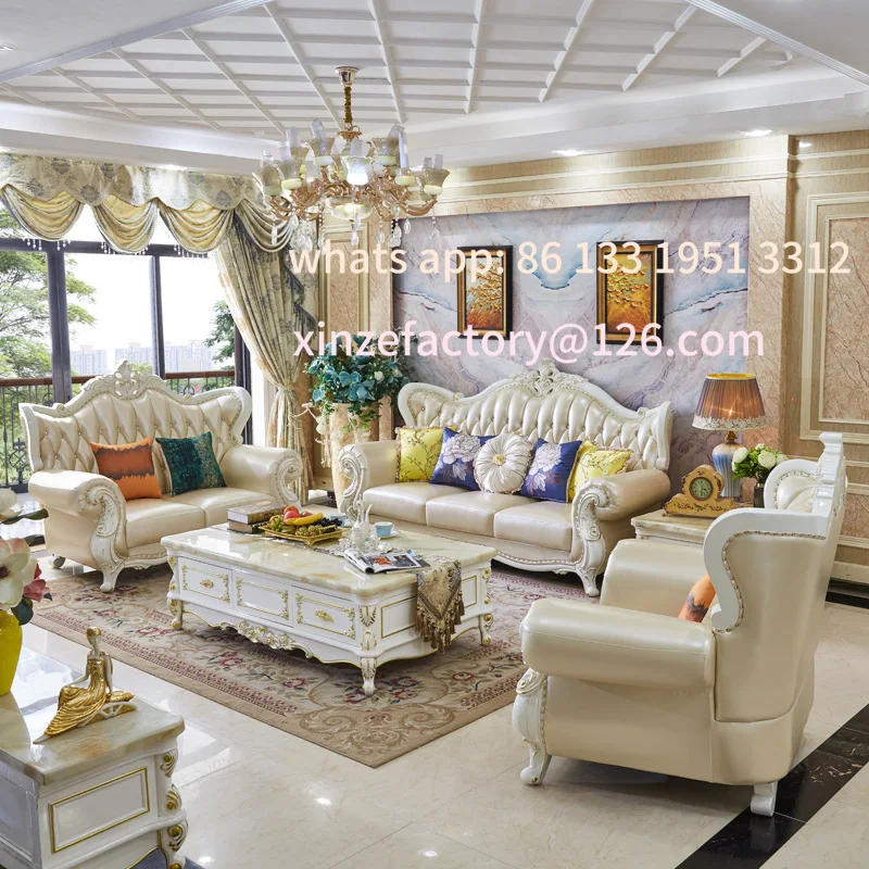 

Customizable European leather sofa 123 combination three-person U-shaped living room top layer cowhide luxury