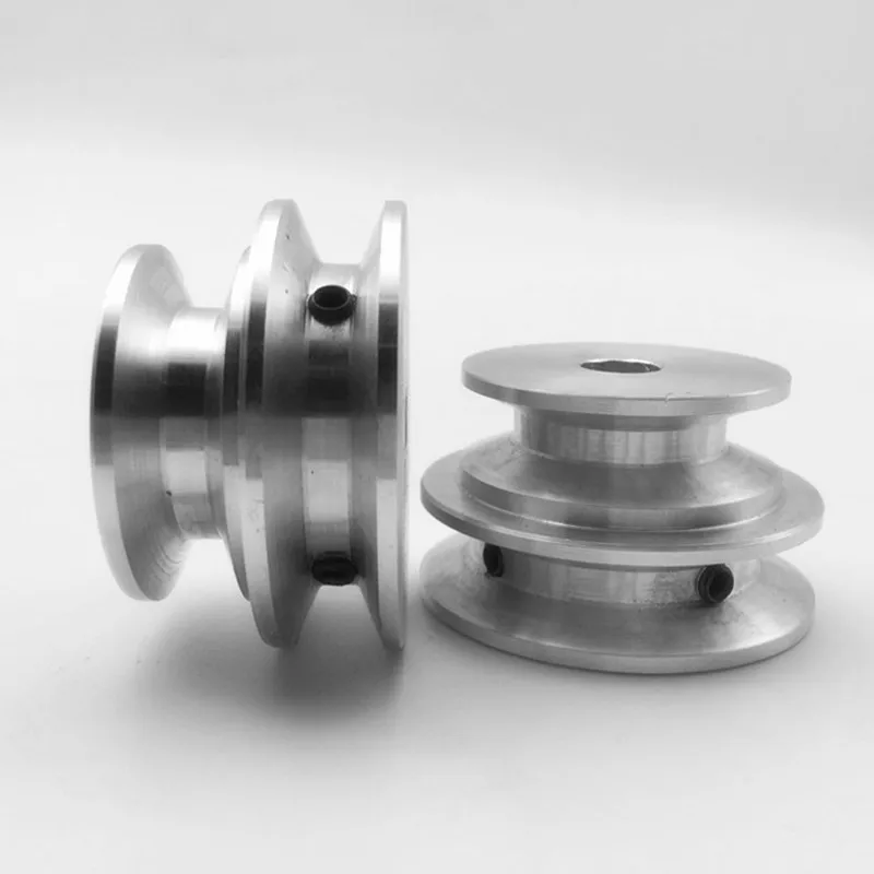 Aluminum Alloy 40-50mm Double Groove Pulley 8-20MM Fixed Bore V-shape Pulley Wheel for 10MM Round Belt