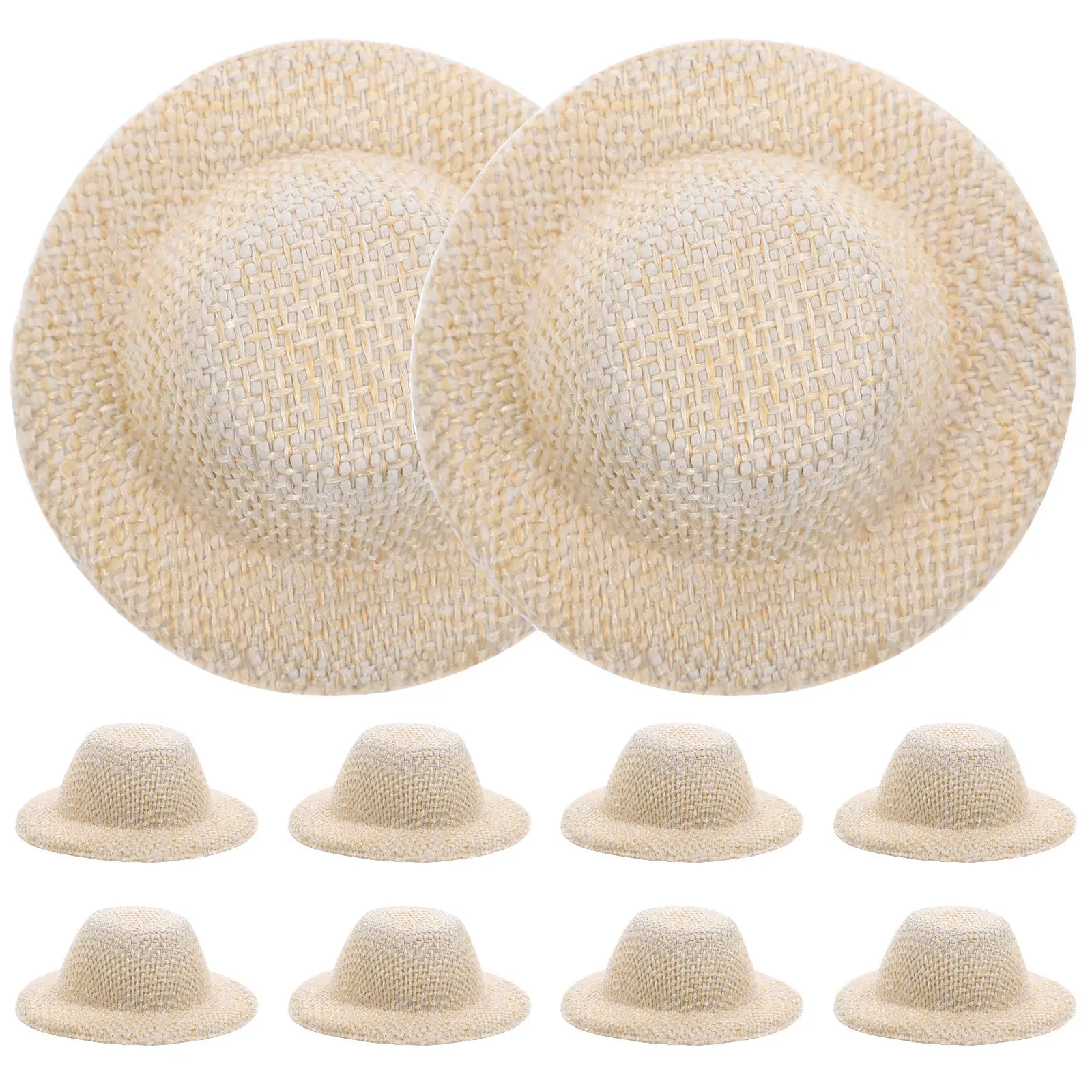 

10 шт. миниатюрных соломенных шляпок, маленькие декоративные шляпки для поделок, реквизит для фотосессий, креативные украшения, миниатюрные шляпки для кукольных домиков