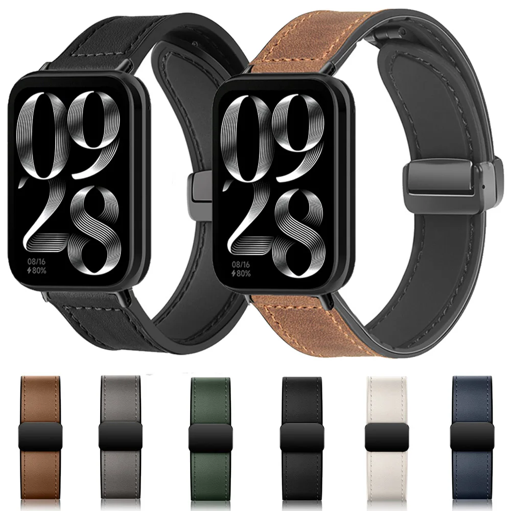 Silikon+Leder-Armband für Xiaomi Mi Band 9 Pro/Mi Band 8 Pro Magnetverschluss-Armband für Redmi Watch 6 5 4 Original-Armband