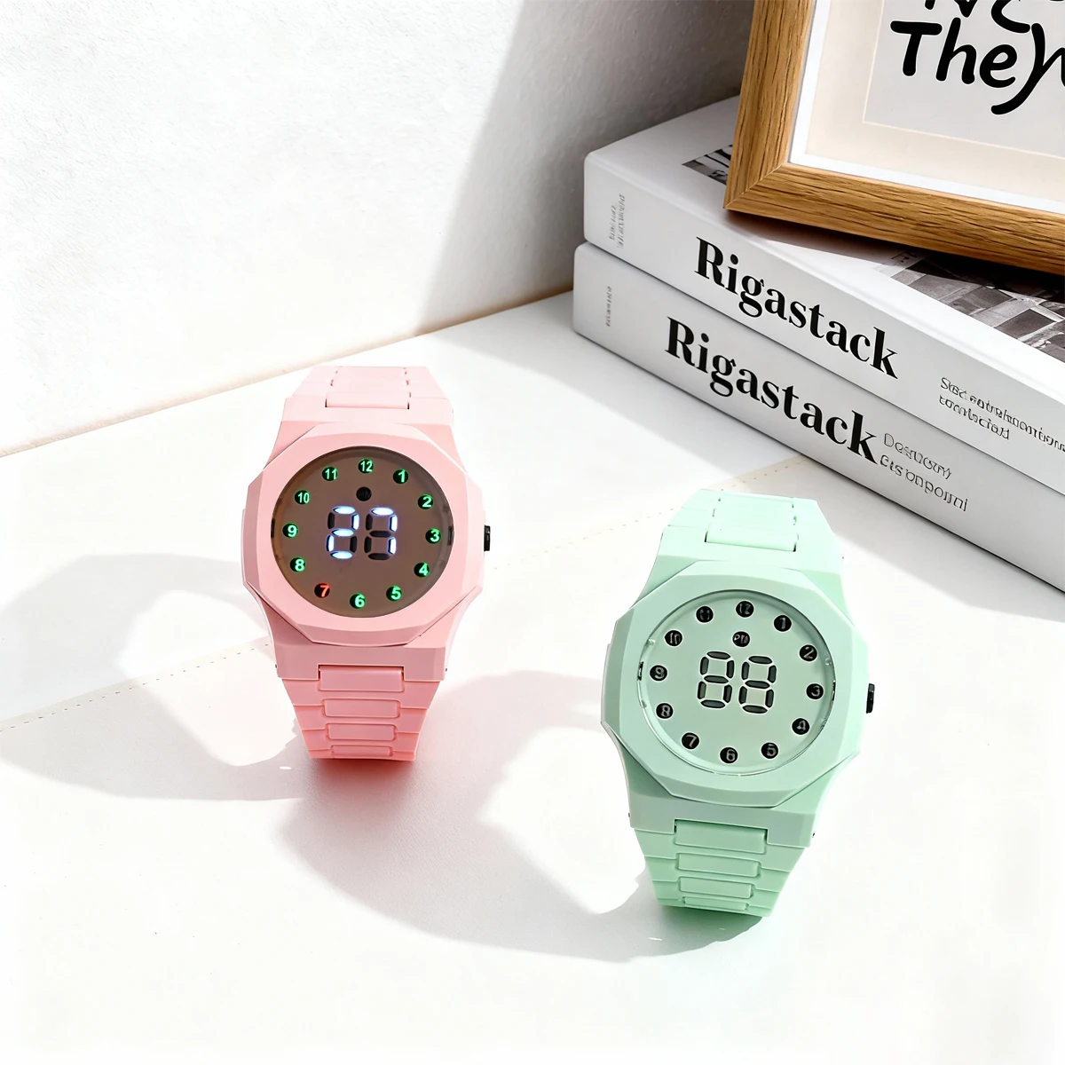 

Fashion simple personality round luminous dial women's electronic wrist watch, suitable for daily wear, Christmas and other holi
