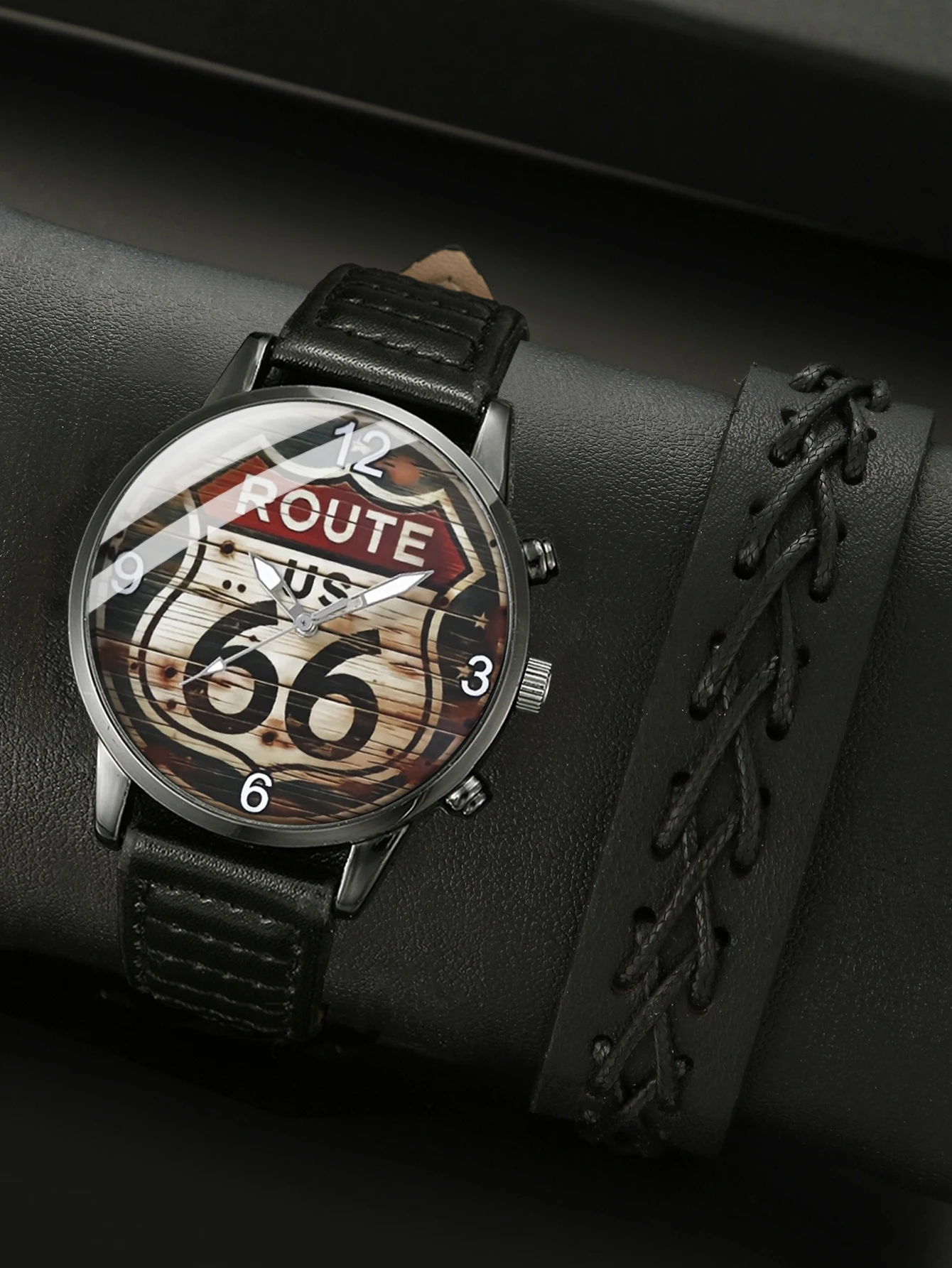 

Мужские винтажные кварцевые часы премиум-класса в стиле хип-хоп, 3 шт., черный тканый браслет высокого качества, подходит для повседневной носки для путешествий