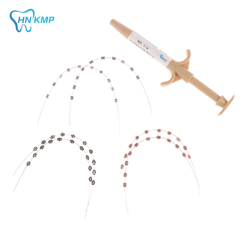 Temporary Tooth Decoration With Metal Wires Colorful Metal Bracket And Orthodontic Ligature Tie With Dental Light Curing Bonding