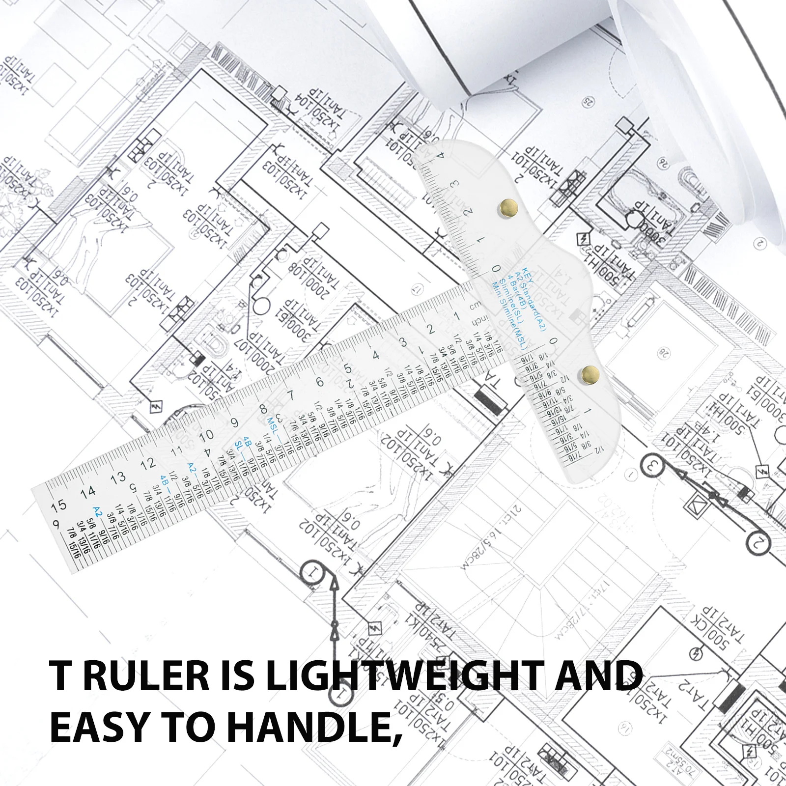 Angoily Square Ruler Plastic T Ruler for Sewing Drafting Measuring Drawing Projects