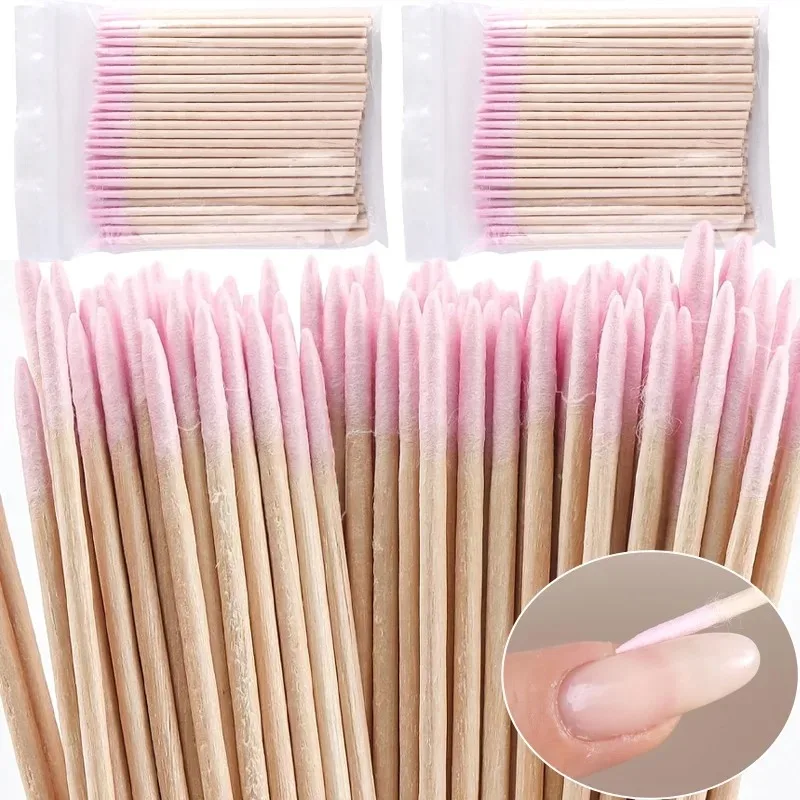 Disposable Ultrasmall Cotton Swab Wooden Micro Bud Swabs Double-Headed Eyelash Tattoo Makeup Brushes Nail Arts Cleaning Tool