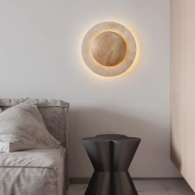 Cream Retro Hand Carved Stone Wall Light for Bedroom Nursery Corridor Remote Control Dimmable Night Wall Light Led Lamp