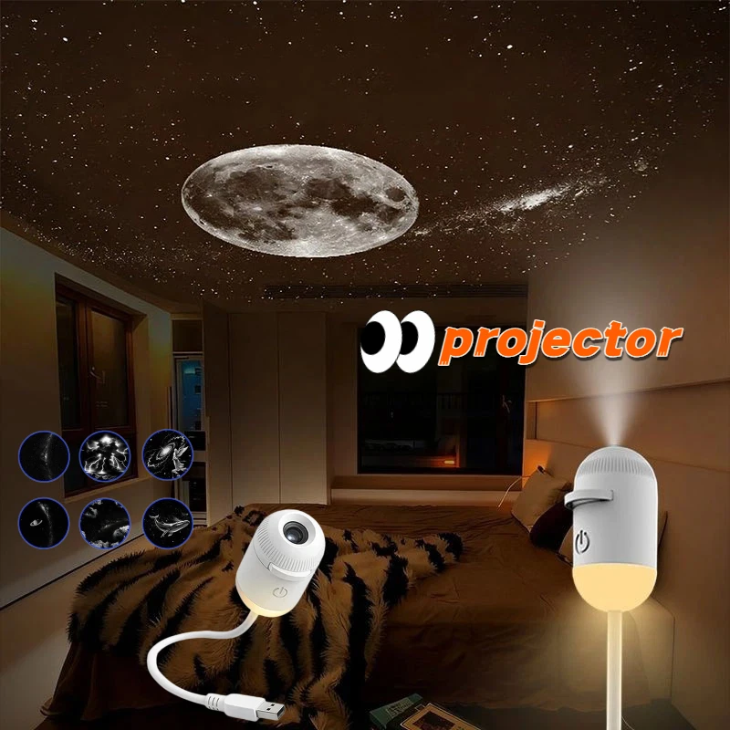 2 In 1 Mini Starry Sky Projector Brilliant And Colorful Night Light 10 Films Starry Sky Ambient Light For Bedroom Decor Kid Gift