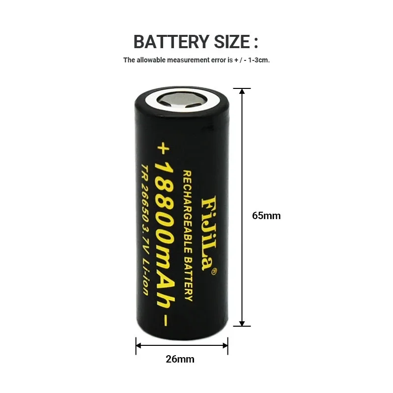 

2023 original neue 26650 batterie 18800mAh 3,7 V 50A lithium-ionen akku für 26650 LED taschenlampe + ladegerät