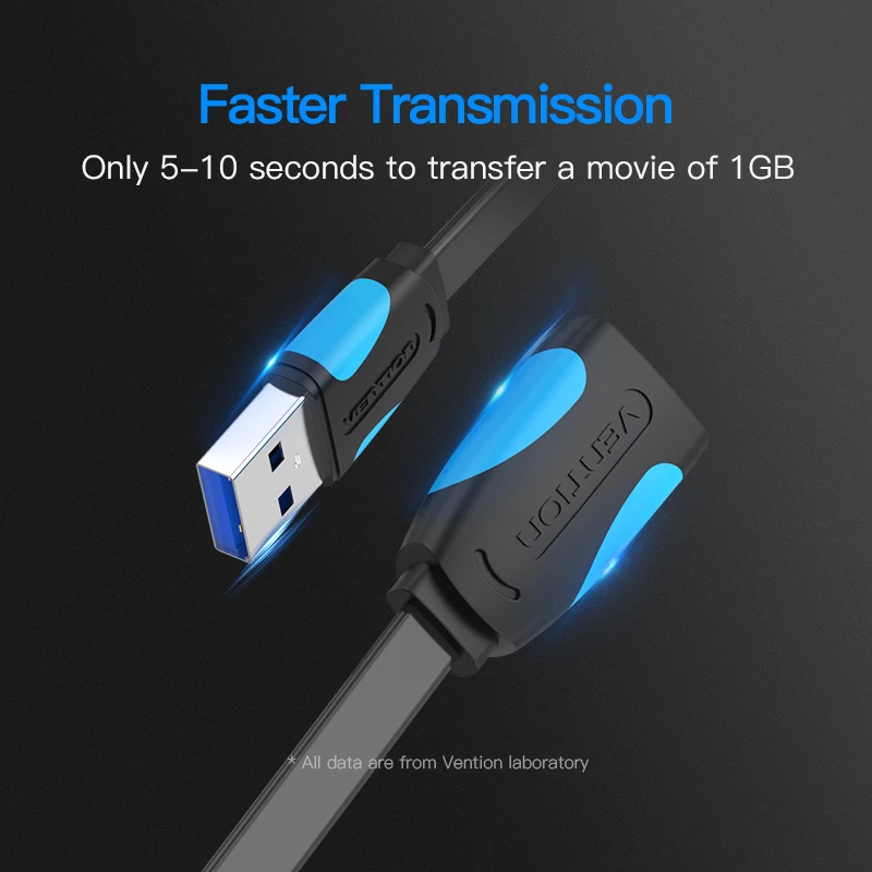 Удлинительный кабель Vention USB 3.0 «папа-мама» для смарт-ноутбука, ПК, ТВ, 5 Гбит/с, быстродействующий USB-удлинитель