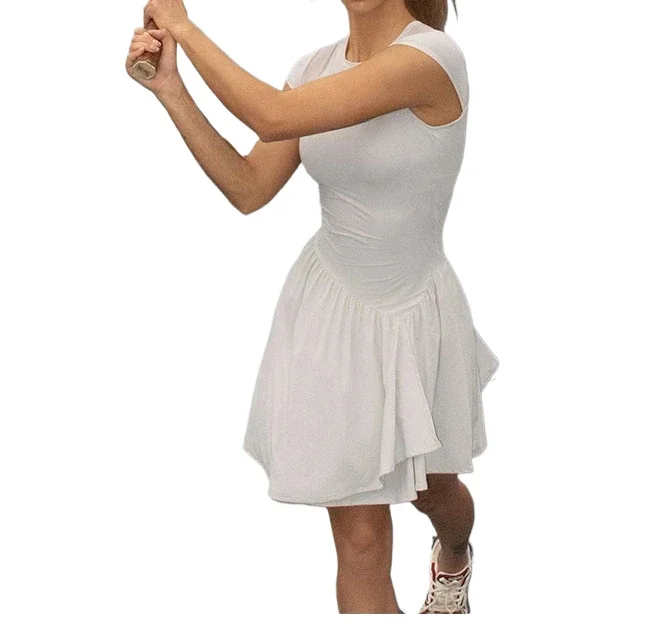 Robes d'été 2025 robe de Tennis vêtements de Golf pour femmes Sexy dos nu col rond taille coupe jupe cintrée robes courtes