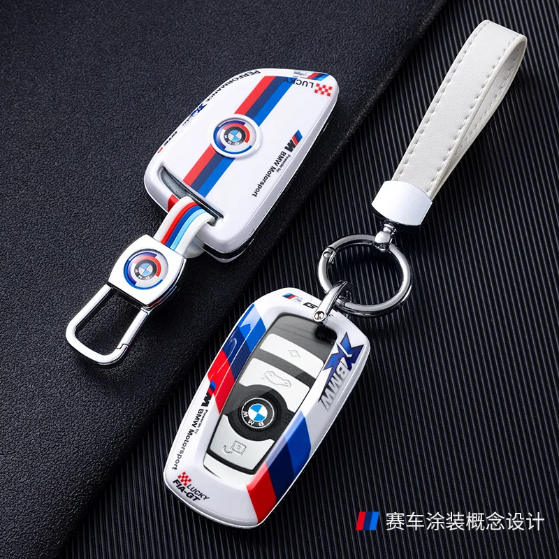 

Car Remote Key Case Cover For BMW F20 F30 G20 F31 F34 F10 G30 F11 X3 F25 X4 I3 M3 M4 G05 X5 1 3 5 7 Racing Track Style Key Bag