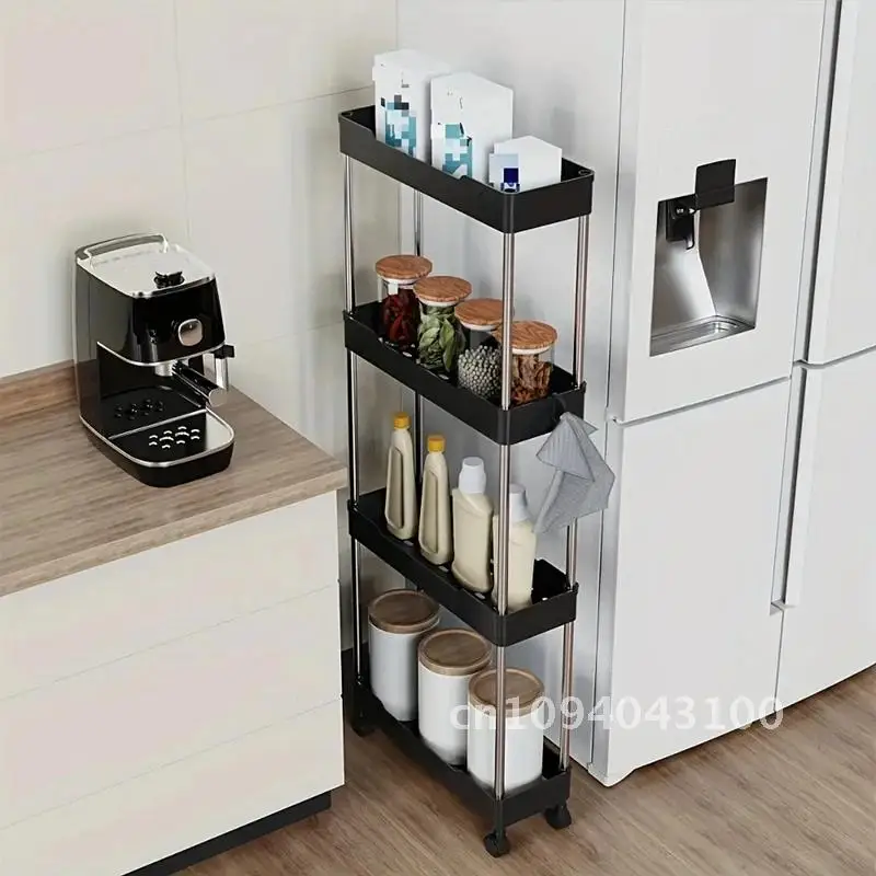 4 Layers Gap Storage Rack Bathroom Capacity Multi-use Little Wheels Shelf Durable Trolley With Bedroom Corner Large Kitchen Cart