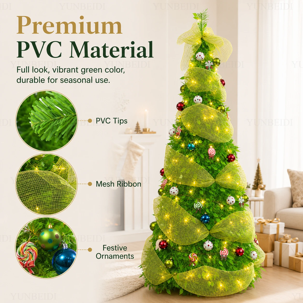 Pohon Natal Lipat Hijau Baru d - Home Decor Lighting Tree ulasan dan harga