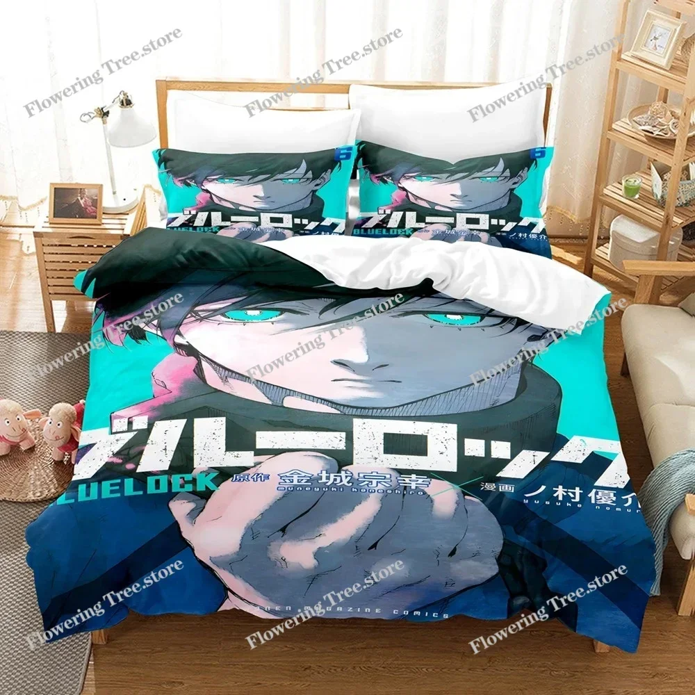 Blue Lock Bedding Set Hot Anime Duvet Cover Set with Pillowcases King Queen Twin Double Size Comforter Cover Set For Teens