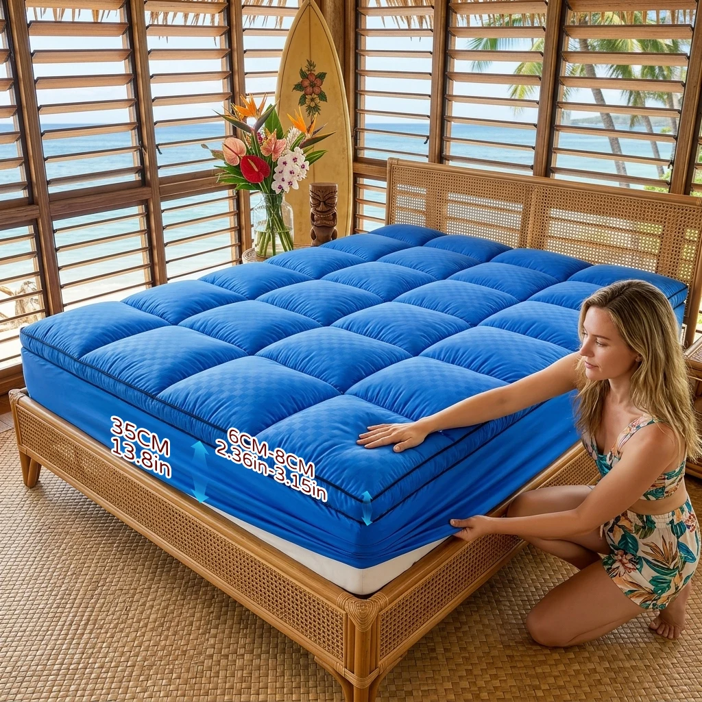 All Season Portable Tatami Mat   Double Sided Design for Summer Cool & Winter Cozy  Foldable Guest Bed Mattress  Machine Washable  Camping & Home Use