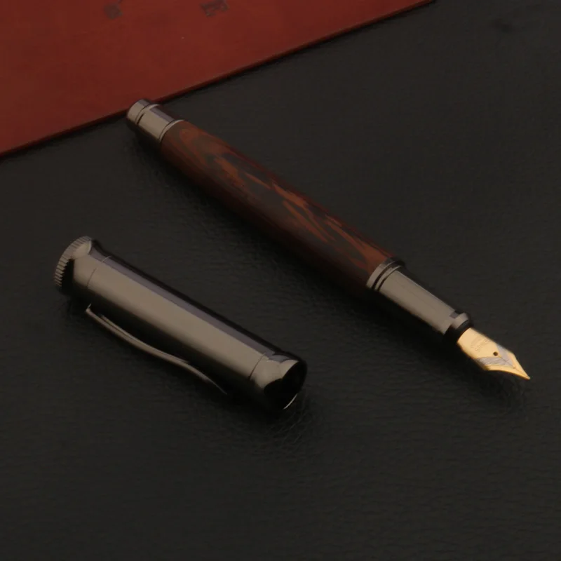 luxury quality metal Fountain Pen wood Wenge Gun Grey Stationery Office School Supplies ink pens