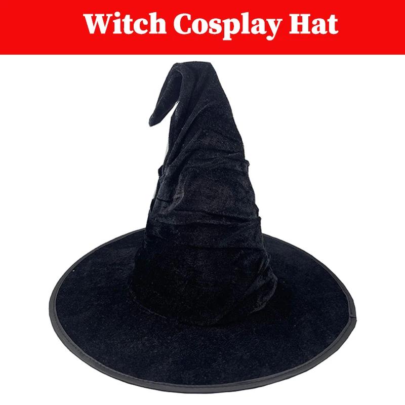 

Women Witch Wizard Black Hat Costume Accessories Halloween Folds Hat Headgear Party Devil Cap Props Girls Halloween Party Suits